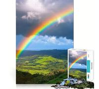 Rainbow Over Green Hills 1000 Piece Jigsaw Puzzles for Adults Jigsaw Mind Play Home Pastime Clean Edge Lovely Present (38x52cm)