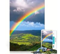 Rainbow Over Green Hills Jigsaw Puzzles for Adults1000 Pieces Memory Gain Stress Relief Design Assembly Memorable Gift (50x75cm)