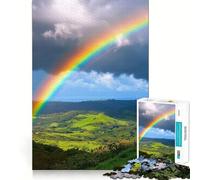 Rainbow Over Green Hills Jigsaw Puzzles for Adults1000 Pieces Memory Gain Stress Relief Design Assembly Memorable Gift (38x26cm)