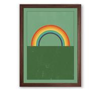 Rainbow Over Green Minimalist Framed Wall Art Print A3 (42×29.7cm) Walnut, Wall Decor for Living Room, Bedroom, Office & Home, Ready to Hang, Art Gift