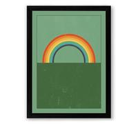 Rainbow Over Green Minimalist Framed Wall Art Print A4 (29.7×21cm) Black, Wall Decor for Living Room, Bedroom, Office & Home, Ready to Hang, Art Gift