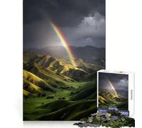 Rainbow over Green Rolling Hills Hard Jigsaw Puzzle for Adults 1000 Pieces Improve Memory Relaxed Mind Sharp Edge Stylish Gift (50x75cm)