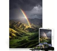 Rainbow over Green Rolling Hills Jigsaw Puzzles 1000 Pieces for Teenagers Logic Game Warm Time Precise Cut Art Collection Piece (38x52cm)