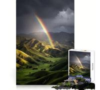 Rainbow over Green Rolling Hills Jigsaw Puzzles for Adults1000 Piece Mind Skill Group Joy Quality Edge Art Collection Piece (38x26cm)