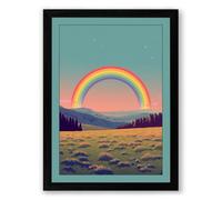 Rainbow Over Mountains Modern Framed Wall Art Print A1 (84.1×59.4cm) Black, Wall Decor for Living Room, Bedroom, Office & Home, Ready to Hang, Art Gift
