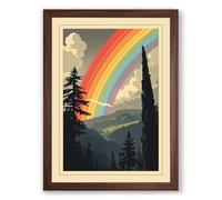 Rainbow Over Mountains Vintage Framed Wall Art Print A2 (59.4×42cm) Walnut, Wall Decor for Living Room, Bedroom, Office & Home, Ready to Hang, Art Gift