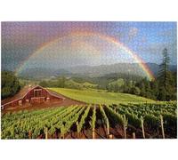 Rainbow Over Natural Landscape 500 Piece Wooden Jigsaw Puzzle, 20.5x15 Inch | with rich colors clear image quality. It is relaxing and intellectually stimulating.family entertainment