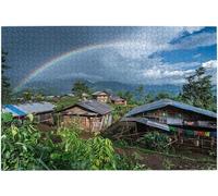 Rainbow Over Natural Landscape 500 Piece Wooden Jigsaw Puzzle, 20.5x15 Inch | with rich colors clear image quality. It is relaxing and intellectually stimulating.family entertainment