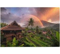 Rainbow Over Natural Landscape 500 Piece Wooden Jigsaw Puzzle, 20.5x15 Inch | with rich colors clear image quality. It is relaxing and intellectually stimulating.family entertainment