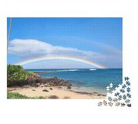 Rainbow Over Ocean Jigsaw Puzzles Puzzle for Adults Kids. 1000 Piece Interesting Whimsical Challenge Toy Educational Game Home Decoration for Educational Games Gifts 52x38cm/1000pcs