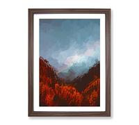 Rainbow Over The Mountains In Italy In Abstract Modern Framed Wall Art Print, Ready to Hang Picture for Living Room Bedroom Home Office Décor, Walnut A3 (34 x 46 cm)
