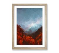 Rainbow Over The Mountains In Italy In Abstract Modern Framed Wall Art Print, Ready to Hang Picture for Living Room Bedroom Home Office Décor, Oak A4 (34 x 25 cm)