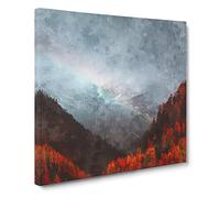 Rainbow Over the Mountains in Italy Painting Modern Canvas Wall Art Print Ready to Hang, Framed Picture for Living Room Bedroom Home Office Décor, 20x20 Inch (50x50 cm)