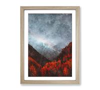 Rainbow Over The Mountains In Italy Painting Modern Framed Print | A2 Oak Framed Wall Art | Ready to Hang | Modern Landscape Picture | Living Room Bedroom Lounge Office