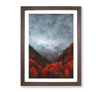 Rainbow Over The Mountains In Italy Painting Modern Framed Wall Art Print, Ready to Hang Picture for Living Room Bedroom Home Office Décor, Walnut A4 (34 x 25 cm)