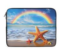 Rainbow Over The Sea Clouds And Beach Starfish Laptop Case Sleeve Bag 17inch Durable Shockproof Protective Computer Carrying Cover Briefcase