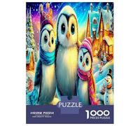 Rainbow Owl 1000 Piece Three Penguins Next to The Castle Jigsaw Puzzles for Puzzles 1000 Pieces Jigsaw for Adults Challenging Puzzles for Adults Adults Gifts 52x38cm/1000pcs