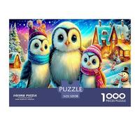 Rainbow Owl Great Gift Idea 1000 Pc Adult Jigsaws - Owls (scarves Winter Town) Impossible Hard Challenging Game for Wall Decoration52x38cm/1000pcs