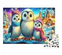 Rainbow Owl Jigsaw Puzzle 1000 Pieces for Adults Owls in Warm Winter Scarves Impossible Game | Gift for Families & Teens 52x38cm/1000pcs