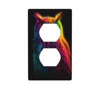 Rainbow Owl Neon Gradients Surreal Outlet Cover Light Switch Cover Decorative 1 Gang Wall Plate for Kitchen Room Bathroom Size 7x11.4cm