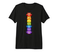 Rainbow Owl Stack Cute Kawaii Owls Colorful Tower Premium T-Shirt