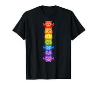 Rainbow Owl Stack Cute Kawaii Owls Colorful Tower T-Shirt