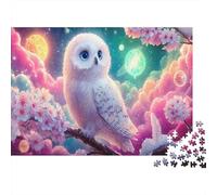 Rainbow Owls 1000 Pieces Jigsaw Puzzle for Adults & Children, Eco-Friendly Cardboard, White Snowy Owl, Brain Teaser Entertainment, Improves Hand-Eye Coordination 70x50cm/1000pcs