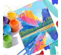 Rainbow Paint by Numbers for Adults Beginners, Mountain Paint by Numbers Kits with Brushes, DIY Watercolor Oil Paintings Arts and Crafts Hobbies for Adults Women, No Framed, Wall Art 8x12 Inch d68