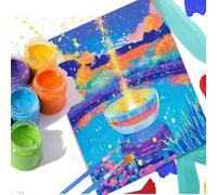 Rainbow Paint by Numbers for Adults Beginners, Night View Paint by Numbers Kits with Brushes, DIY Watercolor Oil Paintings Arts and Crafts Hobbies for Adults Women, No Framed, Wall Art 20x20 Inch d70