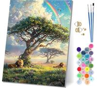 Rainbow Paint by Numbers for Adults, Landscape Paint by Numbers Kits On Canvas, Easy DIY Color Oil Painting Acrylic Paints with Brushes, Hobbies for Adults Women, Home Wall Decor 28x38 inch 7-3354