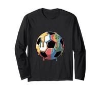 Rainbow Paint Soccer Ball Colorful Football Long Sleeve T-Shirt