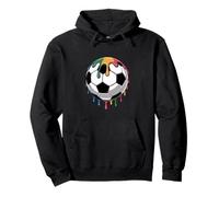Rainbow Paint Soccer Ball Colorful Football Pullover Hoodie