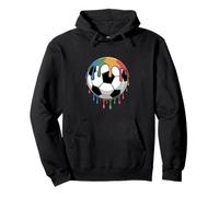 Rainbow Paint Soccer Ball Colorful Football Pullover Hoodie