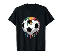 Rainbow Paint Soccer Ball Colorful Football T-Shirt