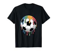 Rainbow Paint Soccer Ball Colorful Football T-Shirt