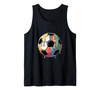 Rainbow Paint Soccer Ball Colorful Football Tank Top
