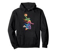 Rainbow Paint Splash Female Basketball Player Dunk Art Pullover Hoodie