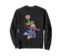 Rainbow Paint Splash Female Basketball Player Dunk Art Sweatshirt