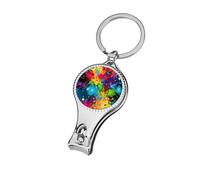 Rainbow Paint Splatter Nail Clipper for Men Women Portable Metal Nail Cutter with Nail File