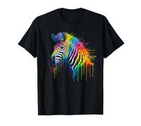 Rainbow Painted Dripping Zebra Face Zoo Animal Zebra Lovers T-Shirt