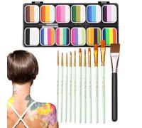 Rainbow Palette Face Painting - 12 Colours Face Body Paint Set, Professional Washable Body Art Painting Palette | Professional Face and Body Painting Palette, Rainbow Face Paint Palette