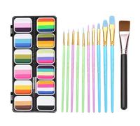 Rainbow Palette Face Painting - 12 Colours Face Body Paint Set, Professional Washable Body Art Painting Palette | Professional Face and Body Painting Palette, Rainbow Face Paint Palette