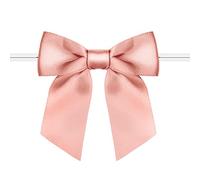Rainbow Pana 120 Pack Twist Tie Bows for Treat Bags 2.5" Rose Pink Gold Satin Ribbon Bows for Package Craft Gift Wrapping Decoration