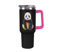 Rainbow Panda 40 Oz Tumbler Car Cup with Handle Insulated Cups Large Capacity Coffee Mug Water Bottle