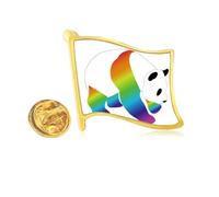 Rainbow Panda Mass Animals Golden Metal Flag Lapel Pin Badge