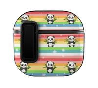 Rainbow Pandas Cute Case Compatible with AirPods 4 Protective Cover with Automatic Lock