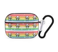 Rainbow Pandas Cute Case Compatible with AirPods Pro Protective Cover with Keychain