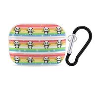 Rainbow Pandas Cute Case Compatible with AirPods Pro Protective Cover with Keychain