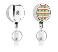 Rainbow Pandas Cute Retractable Metal ID Badge Holder Reel Clip Keychain for Office Work