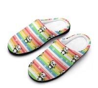 Rainbow Pandas Men's House Slippers Memory Foam Washable Cotton Slip on Home Shoes